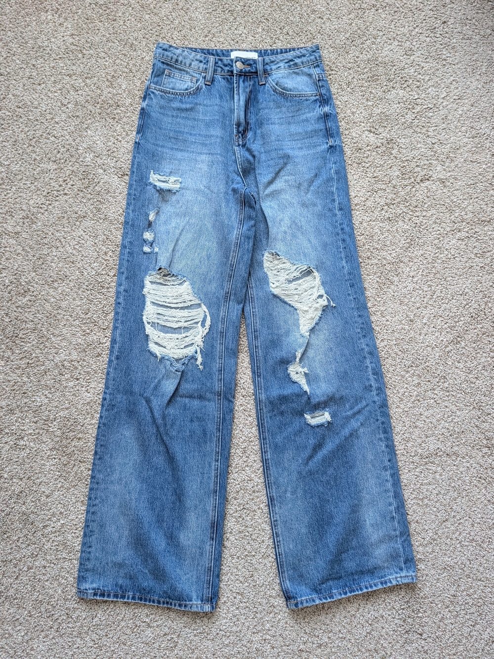 Vervet Simple Society Womens Blue Distressed High RIse Wide Leg Jeans Size 26